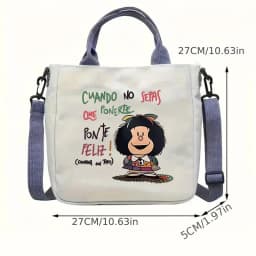 1pc Print Canvas Hand Bag Women Lightweight Reusable Shoulder Bag Large Capacity Crossbody Bag for Student Travel Tote Bag
