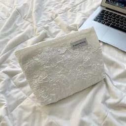 Pink Floral Embossed Portable Bag, Stylish Beautiful Cosmetic Bag, Large Capacity Simple Storage Bag, Suitable for Everyday Use