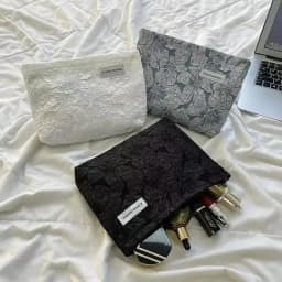 Pink Floral Embossed Portable Bag, Stylish Beautiful Cosmetic Bag, Large Capacity Simple Storage Bag, Suitable for Everyday Use