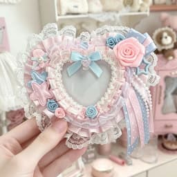 Itabag Decoration Heart Badge Holder Idol Photo Display Lace Bow Rose Card Holder Y2K Ita Bag Accessories Ita Bag Insert