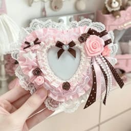 Itabag Decoration Heart Badge Holder Idol Photo Display Lace Bow Rose Card Holder Y2K Ita Bag Accessories Ita Bag Insert