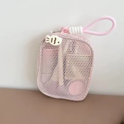 Cubic Mesh Cosmetic Bag, Dopamine Aesthetic Makeup Pouch with Pearl Zipper, Large Capacity Portable Travel Toiletry Bag