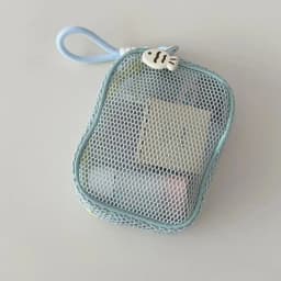 Cubic Mesh Cosmetic Bag, Dopamine Aesthetic Makeup Pouch with Pearl Zipper, Large Capacity Portable Travel Toiletry Bag