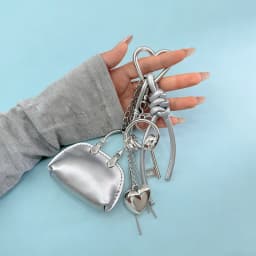 Mini Exquisite Bag Pendant Chain Shell Bag Keychain PU Leather Silver Bag Decor Creative DIY Women Bags Accessories