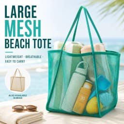 Large Mesh Beach Tote Bag Lightweight Breathable Shoulder Bag For Pool Travel Towels Toys Shopping