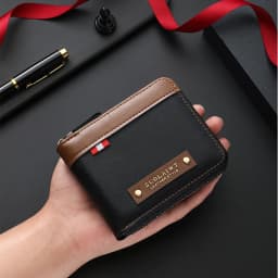 Men's Retro Short Wallet, Multi Functional Splicing Color Three Fold Wallet with Hidden Small Pocket, Ideal for Daily Casual Use