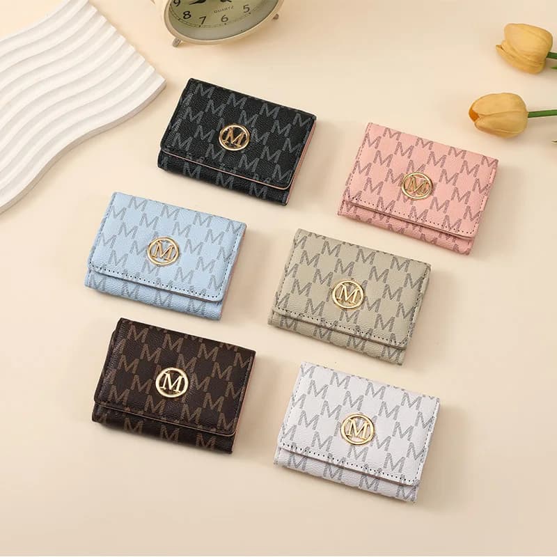 New Women's PU Print Short Wallet High-end Coin Purse Fashion Three Fold Multi Card Slots Multi-functional Female Small Wallet
