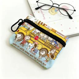 Cartoon Snoopy Lightweight Oxford Fabric Coin Purse With Black Carabiner Hook Mini Card Holder Earphone Storage Pouch