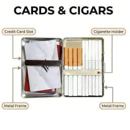 Versatile Metal Cigarette Case with Easy Snap Art Deco Illustration Armored Wallet Credit Card Case Gift for Him & Her