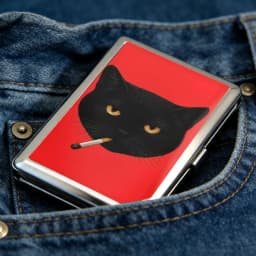 Versatile Metal Cigarette Case with Easy Snap Art Deco Illustration Armored Wallet Credit Card Case Gift for Him & Her