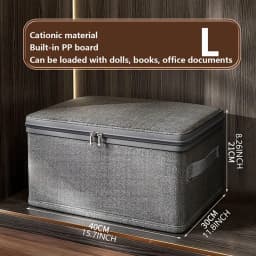 Premium Linen Like Fabric Storage Box Foldable Wardrobe Organizer with Sturdy Board Support Large Zipper Bin for Clothes Sweater