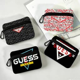 Blak G-Guess-s Logo Lightweight Oxford Fabric Coin Purse Carabiner Hook Design Mini Card Key Organizer Bag