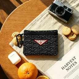 Blak G-Guess-s Logo Lightweight Oxford Fabric Coin Purse Carabiner Hook Design Mini Card Key Organizer Bag