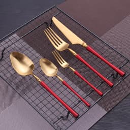 5 Pieces Knife Fork Spoon Set Gold Cutlery Complete Stainless Steel Tableware Matte Black Dinnerware Sliver Kitchen Utensils