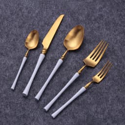 5 Pieces Knife Fork Spoon Set Gold Cutlery Complete Stainless Steel Tableware Matte Black Dinnerware Sliver Kitchen Utensils