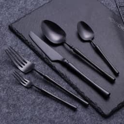 5 Pieces Knife Fork Spoon Set Gold Cutlery Complete Stainless Steel Tableware Matte Black Dinnerware Sliver Kitchen Utensils