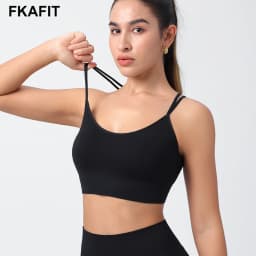 Strappy Tank Yoga Sports Vest With Chest Pad Ribbed High Elastic Women Sports Yoga Bras