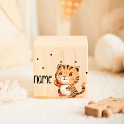 Custom Name Children's Piggy Bank Personalized Money Wooden Box Cute Animal Pattern Collection Box New Baby Gifts