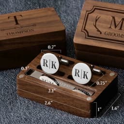 Custom Metal Cufflinks Tie Clip & Rectangle Gift Box Engraved Gift for Dad and Groomsmen Personalized Best Man Cufflinks Set