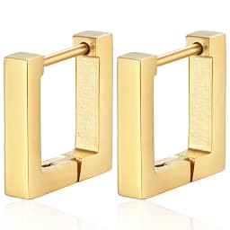 2PCS New Gold Color Square Hoop Earrings Women Men Stainless Steel Huggie Minimalist Punk Unisex Rock Earrings Piercing Jewelry