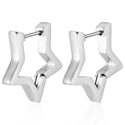 2PCS New Gold Color Square Hoop Earrings Women Men Stainless Steel Huggie Minimalist Punk Unisex Rock Earrings Piercing Jewelry