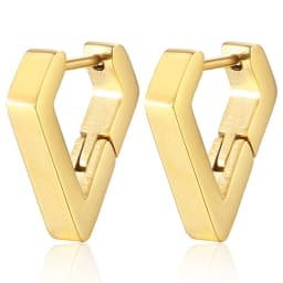 2PCS New Gold Color Square Hoop Earrings Women Men Stainless Steel Huggie Minimalist Punk Unisex Rock Earrings Piercing Jewelry