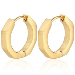 2PCS New Gold Color Square Hoop Earrings Women Men Stainless Steel Huggie Minimalist Punk Unisex Rock Earrings Piercing Jewelry
