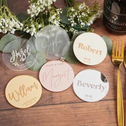 50pcs Personalized Name Shower Baby Baptism Tag Engraved Acrylic Round Circle Wedding Table Party Decoration Custome Gift Favors