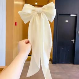 Elegant Large Bow Ribbon Hair Clip for Women Fashion Simple Solid Satin Spring Clip Ponytail Bow Hairpin Girls Hair Accessories