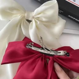Elegant Large Bow Ribbon Hair Clip for Women Fashion Simple Solid Satin Spring Clip Ponytail Bow Hairpin Girls Hair Accessories