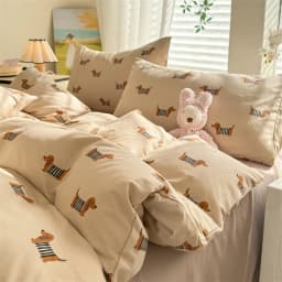 Cute Dog Printed Duvet Cover Set Brown Color Comforter Cover with Pillowcase for Kids Single/Queen/King Housse De Couette Full