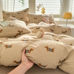 Cute Dog Printed Duvet Cover Set Brown Color Comforter Cover with Pillowcase for Kids Single/Queen/King Housse De Couette Full