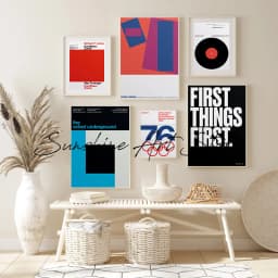 Modernist Gallery Art Exhibition Poster Canvas Printing Vintage Abstract Exhibition Advertising Wall Art Decor Home Room Decor