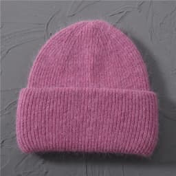 Casual Winter Hat for Women Real Rabbit Fur Beanie Ladies Fall Cashmere Hats Three Fold Thick Knitted Girls Skullies Beanies Cap