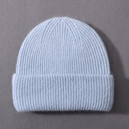Casual Winter Hat for Women Real Rabbit Fur Beanie Ladies Fall Cashmere Hats Three Fold Thick Knitted Girls Skullies Beanies Cap
