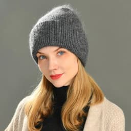 Casual Winter Hat for Women Real Rabbit Fur Beanie Ladies Fall Cashmere Hats Three Fold Thick Knitted Girls Skullies Beanies Cap