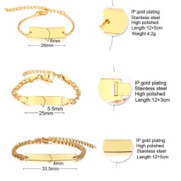 Personalize Name Bracelet for Baby Boy Girl Figaro Chain Smooth Bangle Link Gold Tone No Fade Safty Jewelry 12cm to 15cm