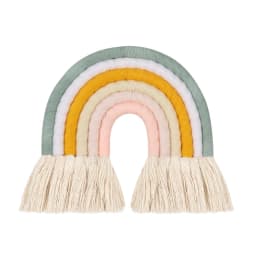 OOTDTY 5 Lines Macrame Rainbow Hanging Ornament DIY Rope Handmade Woven Wall Decor Baby Girls Room Decor Home Nursery Decor