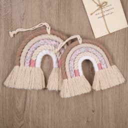 OOTDTY 5 Lines Macrame Rainbow Hanging Ornament DIY Rope Handmade Woven Wall Decor Baby Girls Room Decor Home Nursery Decor