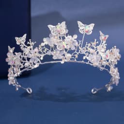 Baroque Silver Color Purple Crystal Butterfly Bridal Tiaras Crowns Headpiece Rhinestone Pageant Diadem Wedding Hair Accessories
