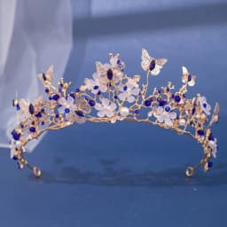Baroque Silver Color Purple Crystal Butterfly Bridal Tiaras Crowns Headpiece Rhinestone Pageant Diadem Wedding Hair Accessories
