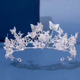Baroque Silver Color Purple Crystal Butterfly Bridal Tiaras Crowns Headpiece Rhinestone Pageant Diadem Wedding Hair Accessories