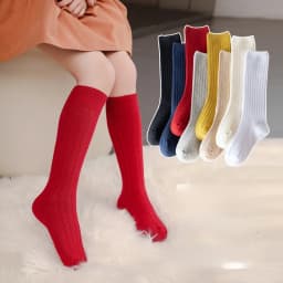 4-12 Years Children Knee-length Socks Spanish Style Autumn Fashion Solid Color Cotton Socks