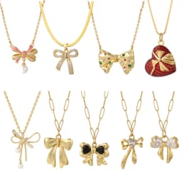 Bow Necklace for Women Cute Butterlfy Heart Pendant Gold Color Stainless Steel Long Chain Collars Neck Cadenas Para Hombre en