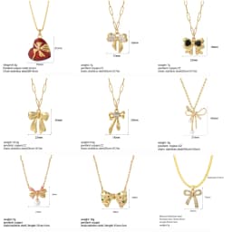 Bow Necklace for Women Cute Butterlfy Heart Pendant Gold Color Stainless Steel Long Chain Collars Neck Cadenas Para Hombre en