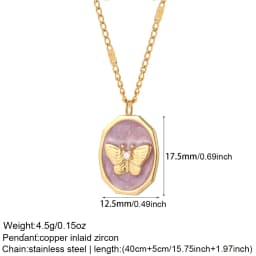 Bow Necklace for Women Cute Butterlfy Heart Pendant Gold Color Stainless Steel Long Chain Collars Neck Cadenas Para Hombre en