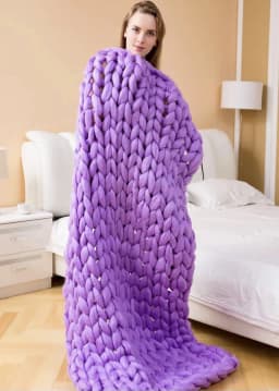 Handmade Chunky Knit Blanket Large Thick Wool Bulky Knitting Throw for Bedroom Decor Pet Bed Chair Mat Rug Grey