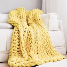Handmade Chunky Knit Blanket Large Thick Wool Bulky Knitting Throw for Bedroom Decor Pet Bed Chair Mat Rug Grey