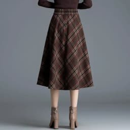 Thick High Waist Plaid A-line Skirt Winter New All-match Elastic Waist Skirt Women Clothing Vintage Pleated Pleated Skirt Ladies