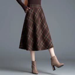 Thick High Waist Plaid A-line Skirt Winter New All-match Elastic Waist Skirt Women Clothing Vintage Pleated Pleated Skirt Ladies